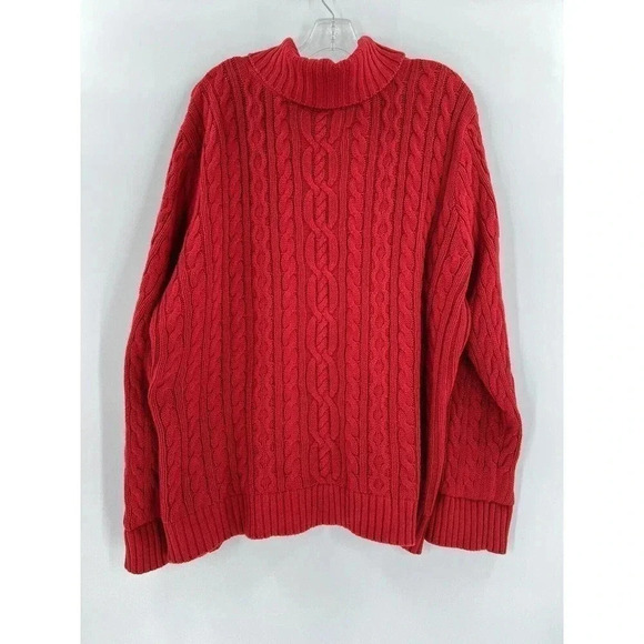 Lauren Ralph Lauren Black Label Red Cable-Knit Full-Zip Red Sweater 3Xlarge Plus - Picture 5 of 9